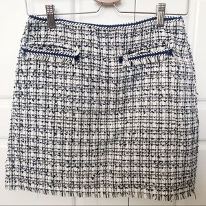 H&M Designer-look Raw Trim Tweed Plaid Skirt